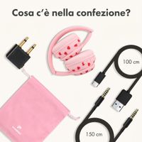 imoshion Cuffie wireless per bambini con LED Light - Limitatore di decibel - Con cavo AUX - Cuoricini