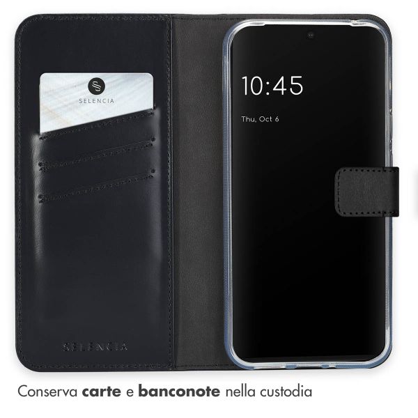 Selencia Cover a libro in vera pelle Google Pixel 9 Pro XL - Nero