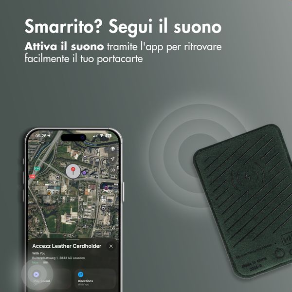 Accezz Portacarte in pelle magnetico - Compatibile con Apple Find My - Cedar Green