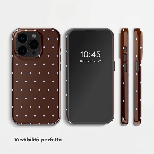 Selencia Cover Posteriore Vivid Apple iPhone 15 Pro - Happy Dots Chocolate