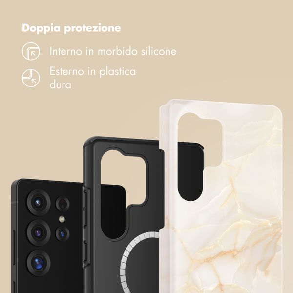 Selencia Cover posteriore Vivid con MagSafe Samsung Galaxy S25 Ultra - Golden Beige Marble