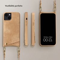 Selencia Cover per telefono Nova Croco con cordino e portacarte Apple iPhone 14 / 13 - Toasted Almond