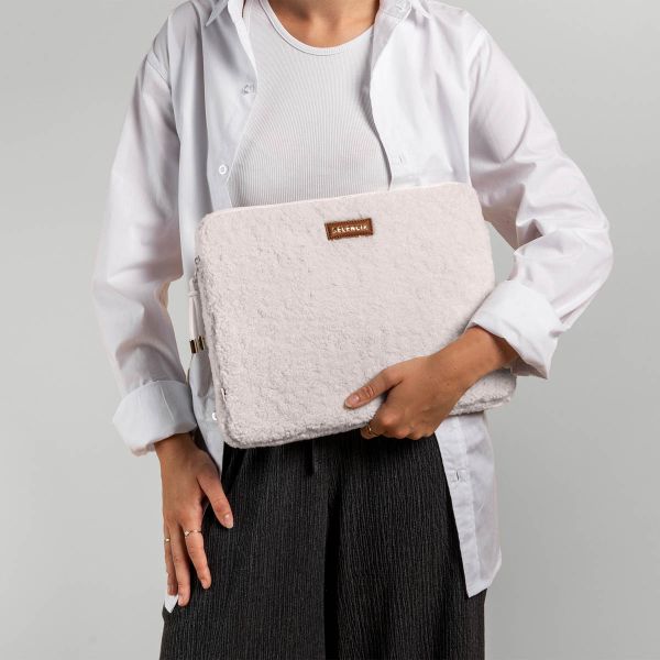 Selencia Cover Teddy per laptop 13-14 pollici - Laptopsleeve - Latte