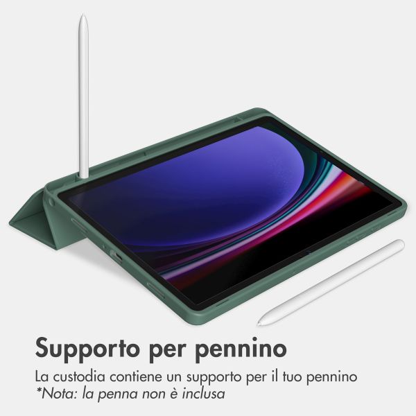 Accezz Cover a libro in silicone Smart Samsung Galaxy Tab A9 8.7 pollici - Verde scuro