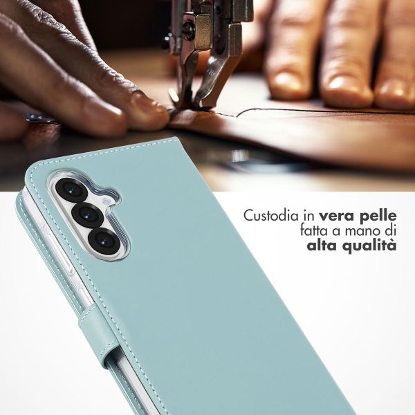 Selencia Cover a libro in vera pelle Samsung Galaxy A36 / A56 - Air Blue