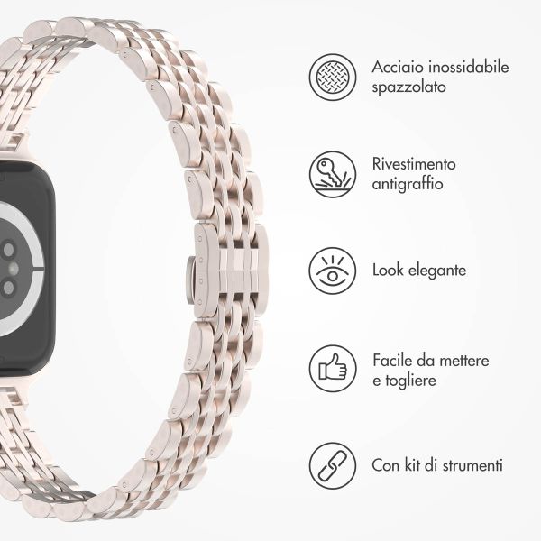 Selencia Cinturino sottile in acciaio ispirato a Jubilee Apple Watch | 38/40/41/42 mm - Starlight