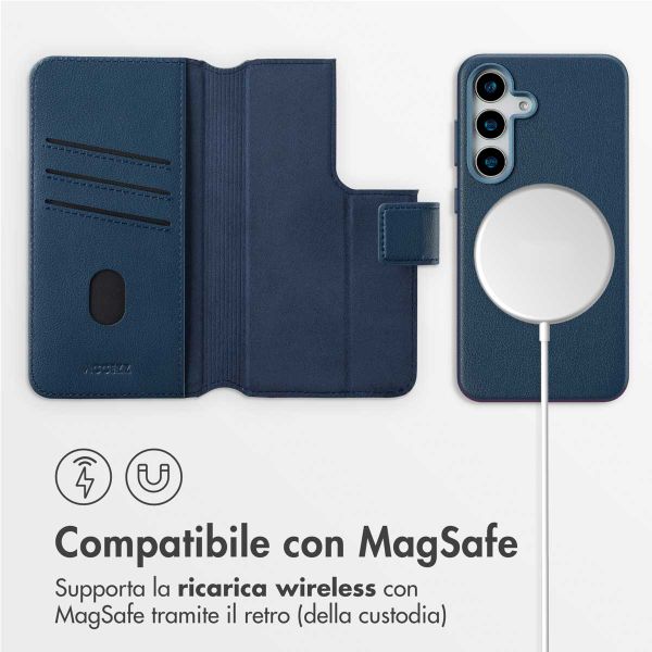 Accezz Cover in pelle 2 in 1 con MagSafe Samsung Galaxy S25 - Nightfall Blue