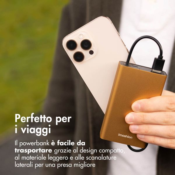 imoshion Powerbank in alluminio Ultra Series 20.000 mAh - Ricarica rapida fino a 33 watt - Oro