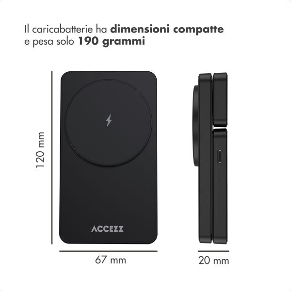Accezz Caricatore wireless pieghevole 3-in-1 MagSafe - 20W - Nero