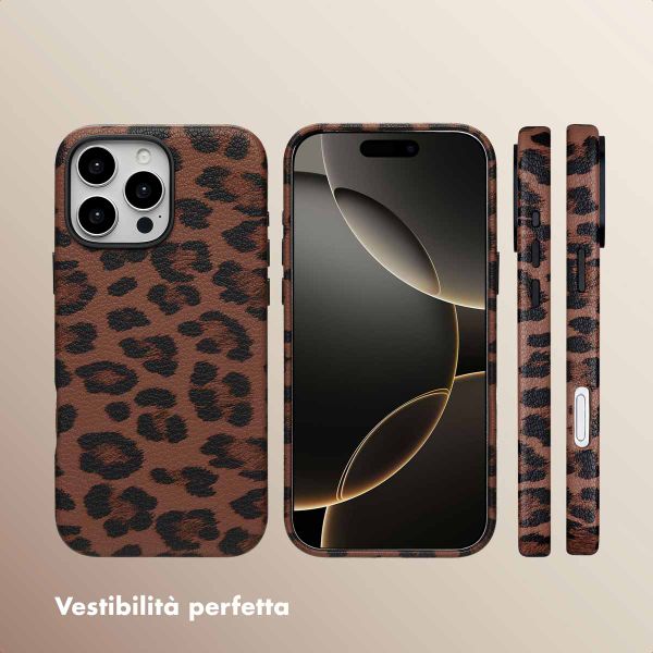 Selencia Cover Sabi Stampa pantera con MagSafe Apple iPhone 16 Pro Max - Mocha Brown