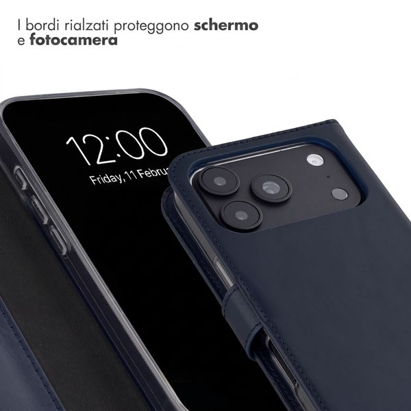 Selencia Cover a libro in vera pelle Apple iPhone 18 Pro / 17 Pro - Blu