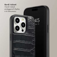Selencia Cover per telefono Nova Croco con cordino e portacarte Apple iPhone 14 Pro - Nero