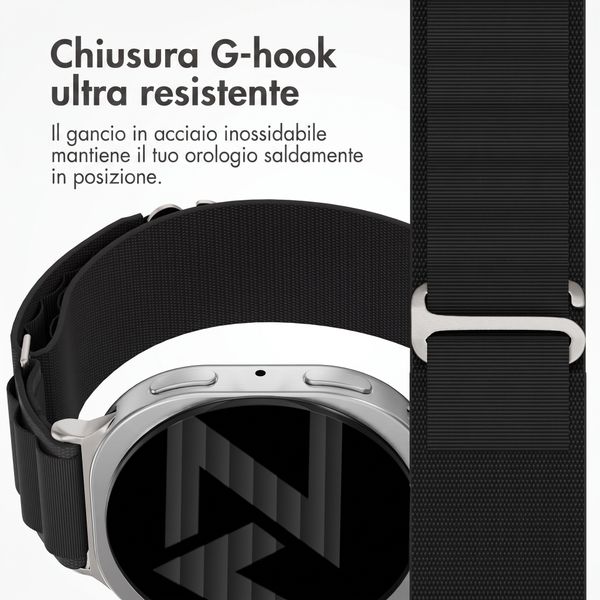 Accezz Cinturino in nylon Alpine Samsung Galaxy Watch 9 (40/44mm) / Watch 8 (40/44mm) / Classic (46mm) - Nero