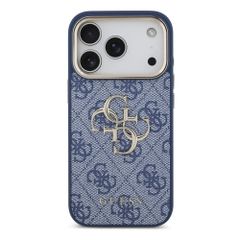 Guess Cover Posteriore con Logo 4G in Metallo Apple iPhone 18 Pro / 17 Pro - Blue
