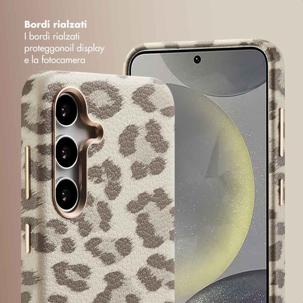 Selencia Cover Sabi Stampa pantera con MagSafe Samsung Galaxy S24 - Soft Ivory
