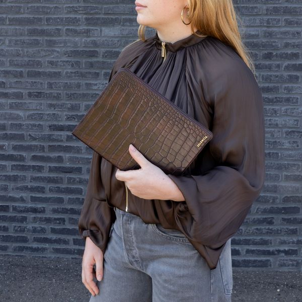 Selencia Custodia a libro Croco Samsung Galaxy Tab A11 Plus / A9 Plus - Choco Brown