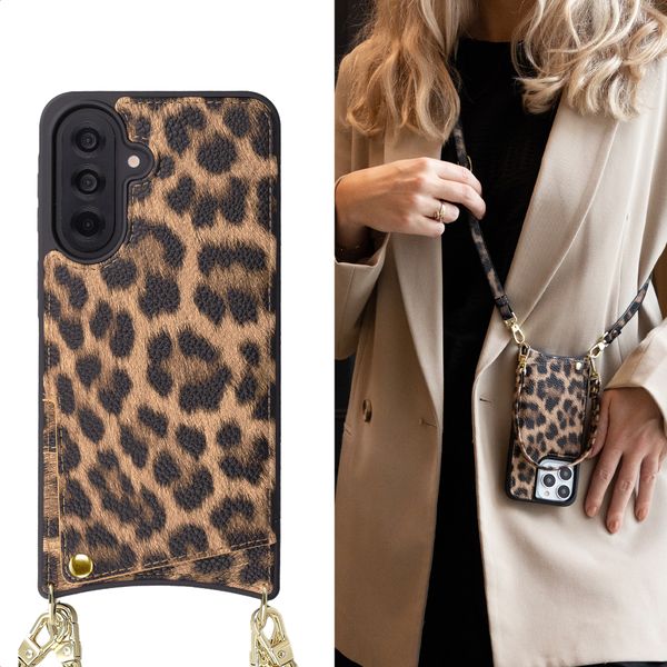 Selencia Cover per telefono Nova con cordino e portacarte Samsung Galaxy A37 (5G) - Leopard