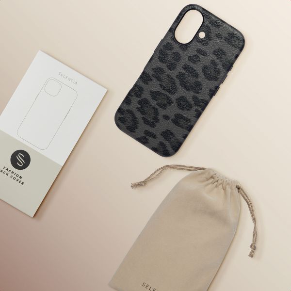 Selencia Cover Sabi Stampa pantera con MagSafe Apple iPhone 16 - Midnight Black