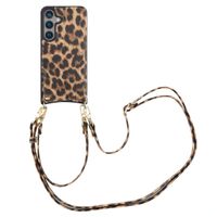 Selencia Cover per telefono Nova con cordino e portacarte Samsung Galaxy S24 - Leopard