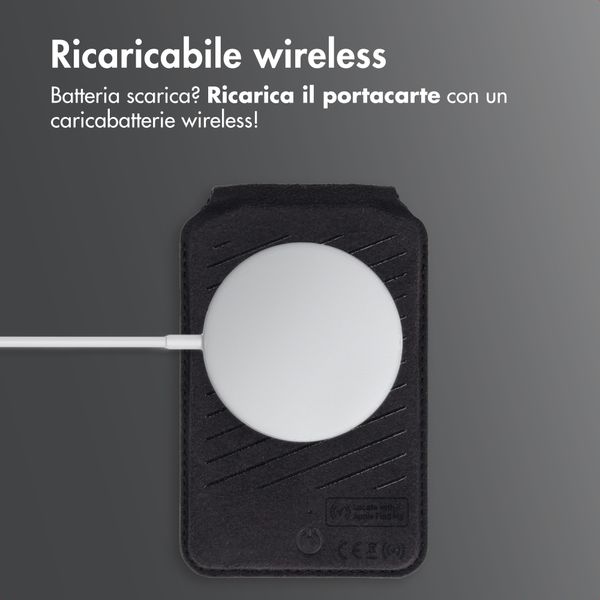 Accezz Portafoglio in pelle magnetico con supporto - Compatibile con Apple Find My - Onyx Black