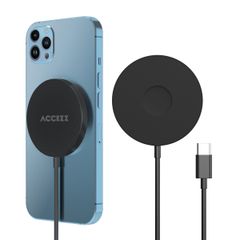 Accezz Caricatore wireless USB-C - Caricatore wireless MagSafe - 1 metro - Nero