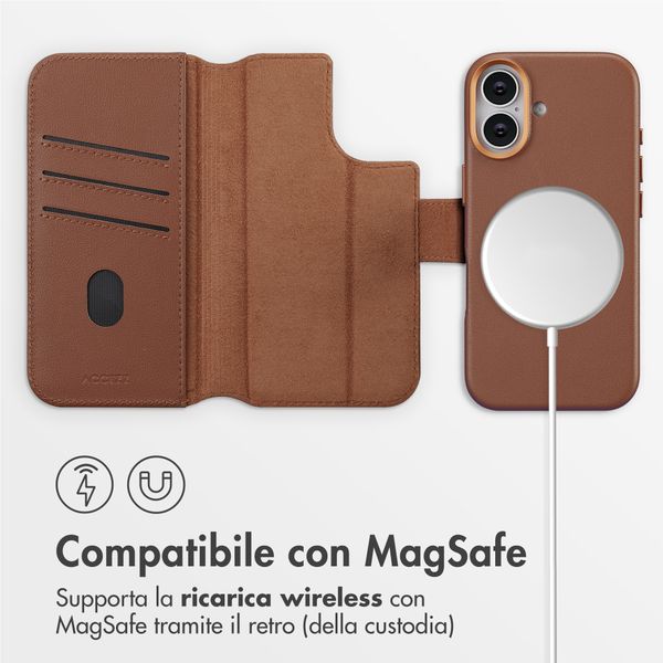 Accezz Cover in pelle 2 in 1 con MagSafe Apple iPhone 17 - Sienna Brown