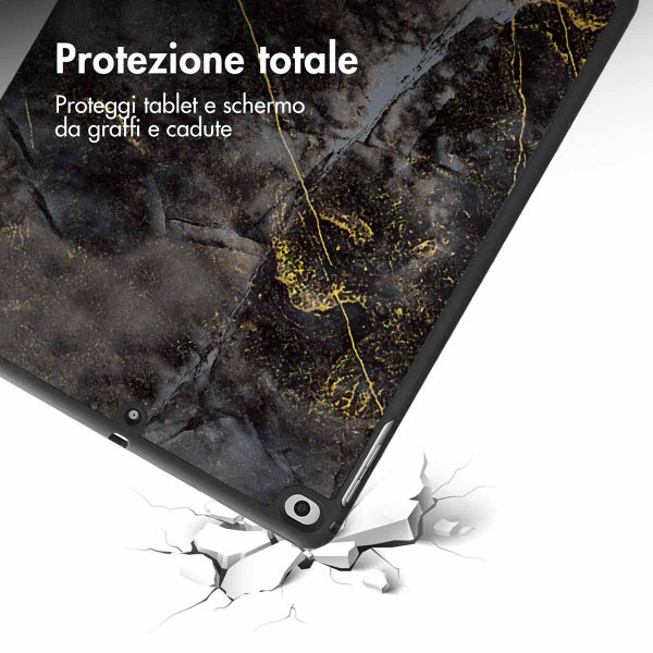 imoshion Cover Trifold Design Apple iPad 6 (2018) 9.7 pollici / iPad 5 (2017) 9.7 pollici / Air 2 (2014)/Air 1 (2013) - Black Marble
