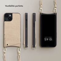 Selencia Cover per telefono Nova Croco con cordino e portacarte Apple iPhone 14 / 13 - Beige
