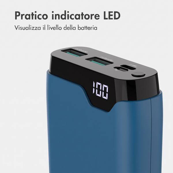 imoshion Powerbank da 20.000 mAh - Caricabatterie rapido da 22,5 W - USB-C / USB-A - Blu