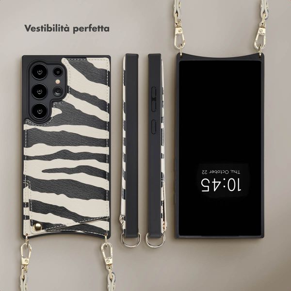 Selencia Cover per telefono Nova con cordino e portacarte Samsung Galaxy S24 Ultra - Zazzy Zebra