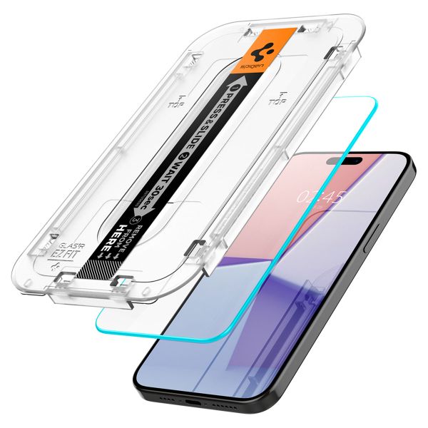 Spigen Vetro temperato GLAStR EZ Fit, confezione da 2 + Applicatore Apple iPhone 15 Pro
