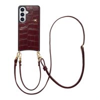 Selencia Cover per telefono Nova Croco con cordino e portacarte Samsung Galaxy S26 - Burgundy