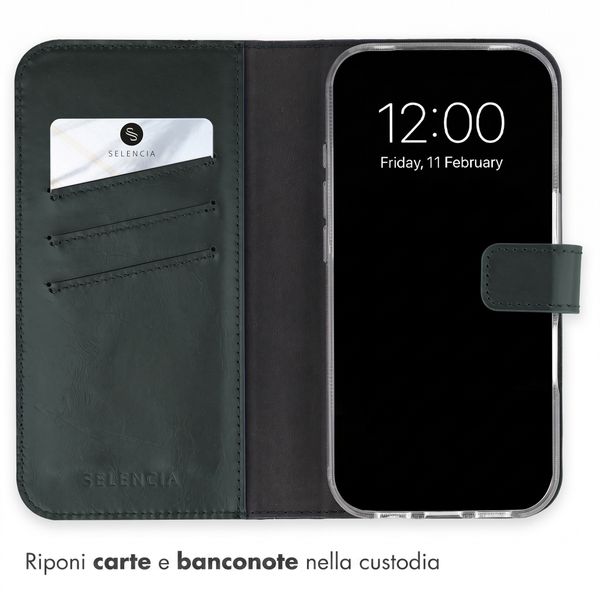 Selencia Cover a libro in vera pelle Apple iPhone 18 Pro / 17 Pro - Verde