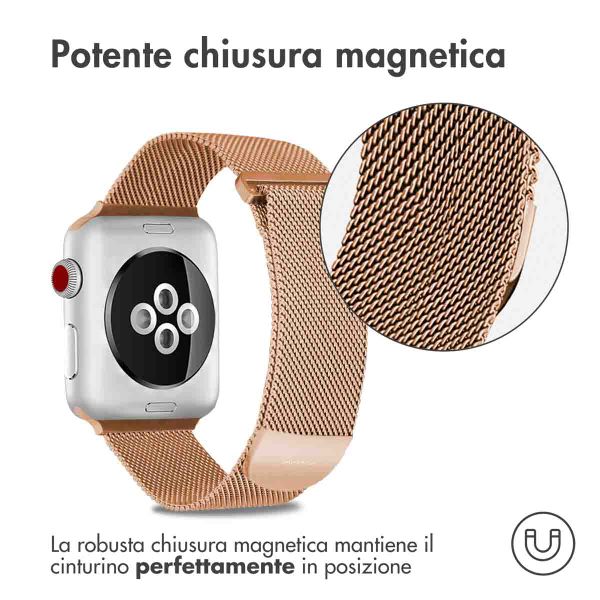 imoshion Cinturino milanese magnetico Apple Watch | 44/45/46/49 mm - Taglia S - Oro rosa