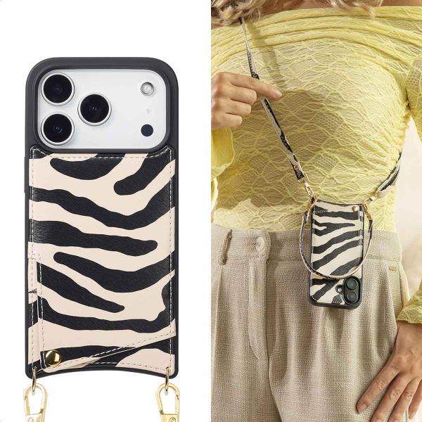 Selencia Cover per telefono Nova con cordino e portacarte Apple iPhone 17 Pro Max - Zazzy Zebra