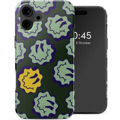 Selencia Cover posteriore Vivid con MagSafe Apple iPhone 16 - Wavy Smiley Green