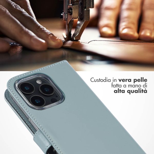 Selencia Cover a libro in vera pelle Apple iPhone 16 Pro Max - Air Blue
