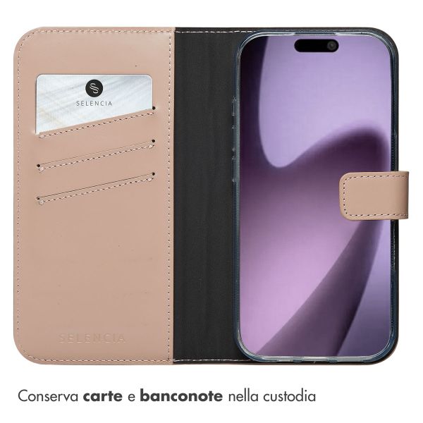 Selencia Cover a libro in vera pelle Apple iPhone 17 - Dusty Pink