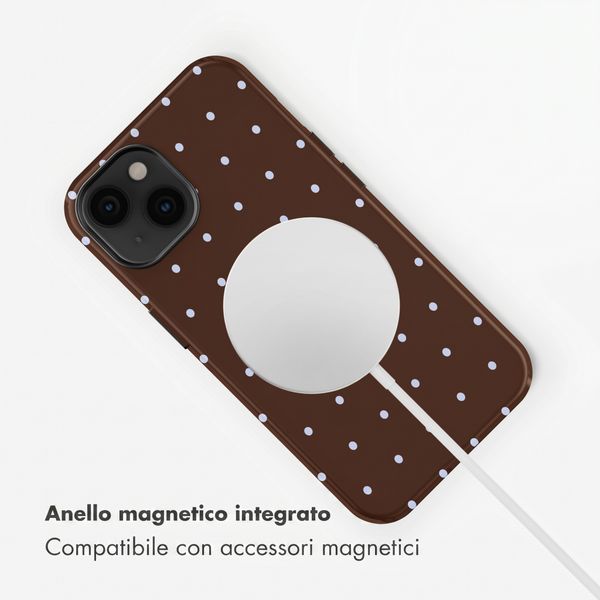Selencia Cover posteriore Vivid con MagSafe Apple iPhone 14 - Happy Dots Chocolate