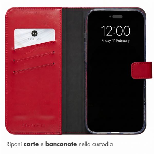 Selencia Cover a libro in vera pelle Apple iPhone 18 Pro / 17 Pro - Rosso