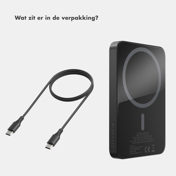 Selencia Vivid Powerbank 5.000 mAh - Draadloze Powerbank - Geschikt voor MagSafe en Qi - Black / Happy Dots Burgundy