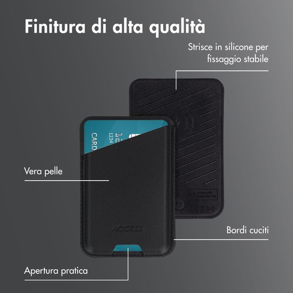 Accezz Portacarte in pelle magnetico - Compatibile con Apple Find My - Onyx Black