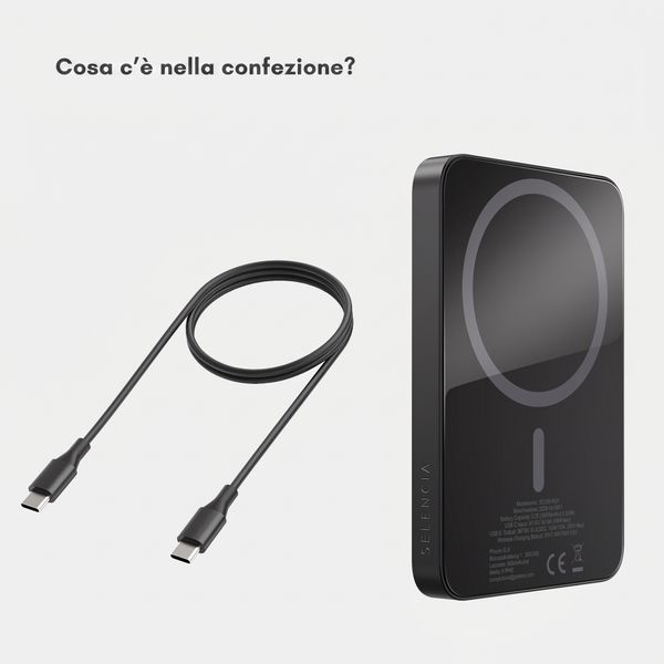 Selencia Vivid Powerbank 5.000 mAh - MagSafe e Qi - Nero / Wavy Swirl Pink Plum