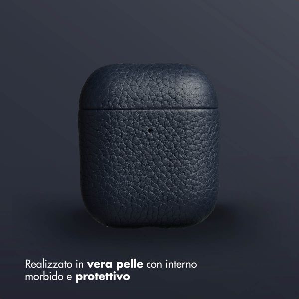 Accezz Cover in vera pelle  Apple Airpods 1 / 2 - Blu scuro
