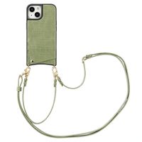 Selencia Cover per telefono Nova Croco con cordino e portacarte Apple iPhone 15 - Sage Green