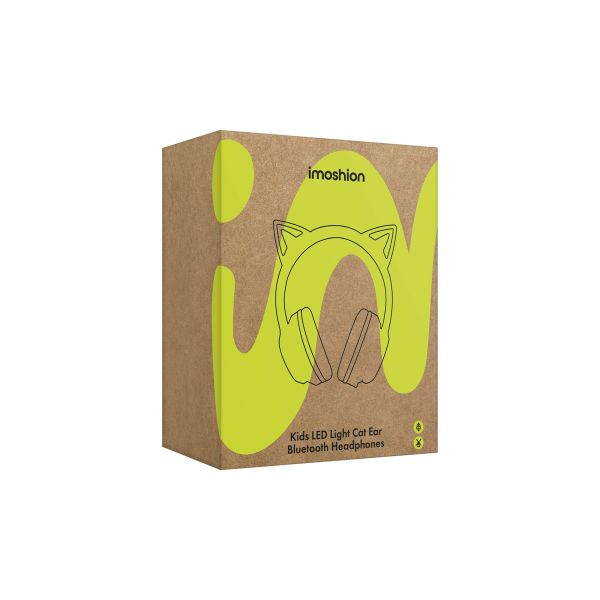 imoshion Cuffie wireless per bambini LED Light Cat Ear - Limitatore di decibel - Con cavo AUX - Arancione