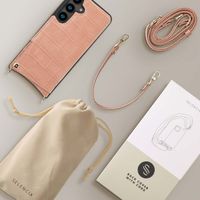 Selencia Cover per telefono Nova Croco con cordino e portacarte Samsung Galaxy S24 - Old Pink