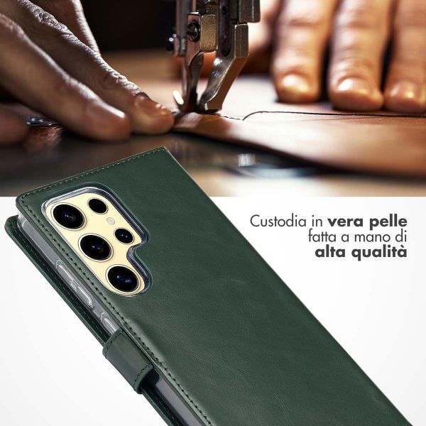 Selencia Cover a libro in vera pelle Samsung Galaxy S25 Ultra - Verde