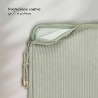 Selencia Cover per laptop in velluto a coste 15-16 pollici - Sleeve per laptop - Pistache Cream