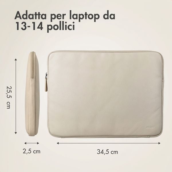 Accezz Custodia per laptop Leather con cerniera 13-14 pollici - Beige